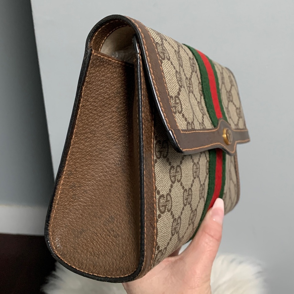 Authentic vintage 1980’s Gucci Sherry Line Ophidia clutch w/ free conversion kit - Picture 9 of 17